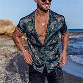 voordelige Tropische planten-Voor heren Bloemig Grafisch Tropische bloemen Overhemd Hawaiiaans overhemd Kampshirt Korte mouw Overhemd Strijkijzer Modieus Ontwerper Casual Buiten Straat Casual Zwart / Rood blauw Groen S M L