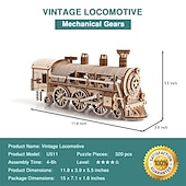 ieftine Jocuri, puzzle-uri și jucării de construcție-Puzzle-uri 3D din lemn tren locomotive DIY model mecanic cu antrenare cu roți jocuri de tip tease pentru minte cadouri uimitoare pentru adulți și adolescenți cadou de Crăciun