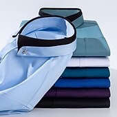 preiswerte Button-Down-Hemden für Herren-Herren Oberhemd Hemd Bügelfreies Hemd Kragenhemd Stretch Grafik-Drucke Hochzeit Outdoor Meeresblau Schwarz Weiß Wein Langarm Umlegekragen Frühling Herbst Bekleidung