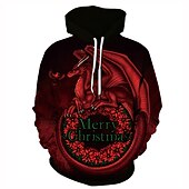 abordables Sudaderas y sudaderas con capucha divertidas-Dinosaurio Suéter de navidad Sudadera Pullover Sudadera con capucha navideña divertida Impresión 3D Hombre Mujer Navidad Carnaval Mascarada Nochebuena Navidad Adultos Fiesta Navidad Cima