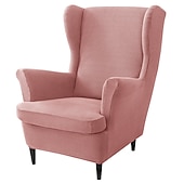 cheap Armchair Cover &amp; Armless Chair Cover-Stretch Wingback Chair Cover Burgundy Wing Chair Slipcovers With Seat Cushion Cover Spandex Jacquard Wingback Armchair Covers