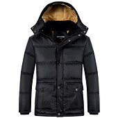cheap Men&#039;s Downs &amp; Parkas-Men&#039;s Winter Coat Winter Jacket Puffer Jacket Quilted Jacket Camping &amp; Hiking Warm Winter Solid Color Bright Black Black Puffer Jacket