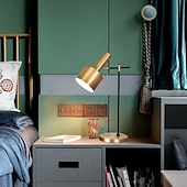 baratos candeeiro de mesa e chão-Lâmpada de mesa para leitura led 22.25 &quot;lâmpada de mesa de metal para escritório quarto sala de estudo sala de estar mesa de cabeceira lâmpadas de cabeceira latão acabamento de acento dourado 5w lâmpada incluída