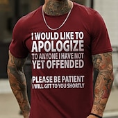 お買い得  メンズグラフィックTシャツ-男性用 レタード Tシャツ カジュアルスタイル コットン１００％ 半袖 グラフィック シャツ ワイン ヘザーグレー ブラック 快適なTシャツ バケーション カジュアル ファッションデザイナーの衣類