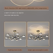economico Luci a sospensione-lampada a sospensione a led dimmerabile, lampadario sputnik moderno cerchio a 12 luci paralume in acrilico lampada da soffitto in metallo vintage con finitura cromata per isola cucina sala da pranzo