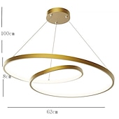 abordables Suspension-led pendentif lumière anneau cercle desig 24.1&quot; 1 lumière anneau cercle conception dimmable aluminium peint finitions luxueux style moderne salle à manger chambre lampes suspendues en cristal