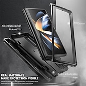 cheap Samsung Cases-Phone Case For Samsung Galaxy Z Fold 5 Z Fold 4 Z Fold 3 Bumper Frame Pencil Holder Magnetic Flip Solid Colored Silica Gel