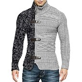halpa miesten neuletakki-Miesten Neuletakki Joustin Neuloa Lyhyt Kudottu Pystykaulus Lämmittely Moderni nykyaikainen Arki-asut Bile Vaatetus 봄 &amp; Syksy Musta Valkoinen M L XL