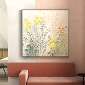 billiga Blom- och växtmålningar-handgjord oljemålning canvas väggkonst dekor original färgglada blommor målning abstrakt växt blommig målning för heminredning med sträckt ram/utan inre ram målning