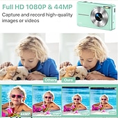 cheap Digital Camera-Digital Camera 1080P 44MP Vlogging Camera with LCD Screen 16X Zoom Compact Portable Mini Rechargeable Camera Gifts for Students Teens Adults Girls Boys