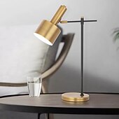baratos candeeiro de mesa e chão-Lâmpada de mesa para leitura led 22.25 &quot;lâmpada de mesa de metal para escritório quarto sala de estudo sala de estar mesa de cabeceira lâmpadas de cabeceira latão acabamento de acento dourado 5w lâmpada incluída