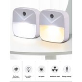 cheap Plug-in Night Light-Plug in LED Night Lights Motion Sensor Dusk to Dawn Bedside Lamp 1/3/6pcs EU US Plug Intelligent Light Control LED Night Light Home Bedroom Kitchen Dormitory Lighting