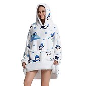 cheap Wearable Blanket-Womened Blanket Wearable Blanket, Sleepwear Fleece Sherpa Blanket Sweatshirt with Pocket and Sleeves