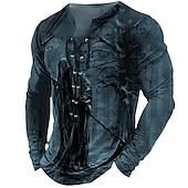 billiga skalle &amp; ben-Herr T-shirt T-shirts Grafisk Häftig dödskalle Mänsklig Krage Kläder 3D-tryck Utomhus Gata Långärmad Spetsknuten Mönster Designer Stylish Vintage Grundläggande