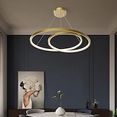 abordables Suspension-led pendentif lumière anneau cercle desig 24.1&quot; 1 lumière anneau cercle conception dimmable aluminium peint finitions luxueux style moderne salle à manger chambre lampes suspendues en cristal