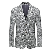halpa Blazer &amp; Takki-miesten bleiseri takki bleiseri muotijuhla retro yksivärinen hopea kulta standardi istuu yksirintainen yksi nappi