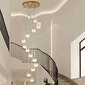 cheap Chandeliers-Chandelier LED Crystal 15-Light 50 cm Flush Mount Lights Spiral Staircase Long Chandelier Villa Stair Light Duplex Chandelier 10-120V / 220-240V /G9