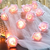 economico Striscie luci a batteria-elegante festa di nozze ricevimento rose luci stringa – a batteria rosso/rosa/bianco 6m/3m/2m 40/20/10 led ghirlanda di fiori artificiali per San Valentino