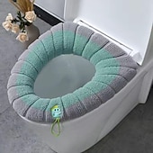 お買い得  トイレのふたとタンクカバー-柔らかい便座カバーパッド 厚くて暖かい 伸縮性のある洗える布 トイレはすべての楕円形の便座にフィットします