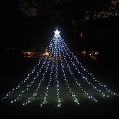 baratos Luzes de cordas de férias-Luzes de Corda de Árvore de Natal Solar 350 LED com 8 Modos e Temporizador Luzes Estrelas Exteriores à Prova d&#039;Água para Decoração de Janela de Natal Jardim Casamento Decoração de Férias