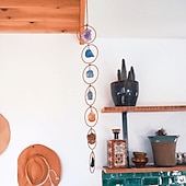 tanie Gifts-kolorowe szkło 7 czakra kamień szlachetny dekoracja ścienna, medytacyjna ozdoba wisząca do wystroju domu, powodzenia reiki joga medytacja wieszak ścienny (losowy kolor i kolejność aranżacji)