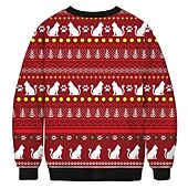 abordables Sudaderas y sudaderas con capucha divertidas-Papá Noel Gato Hombre de pan de jengibre Suéter de navidad Sudadera Hombre Mujer Navidad Navidad Carnaval Mascarada Nochebuena Adultos Fiesta Navidad Poliéster Cima