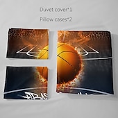 billige Dynetrekk sett-3d sengetøy sport basketball baseball print dynetrekk sengesett dynetrekk med 1 print print dynetrekk eller trekk， 2 putevar for dobbel/dronning/konge