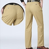 Herre Dressbukser Bukser Lomme Rett ben عادي Komfort Pustende Full lengde Bryllup Avslappet Daglig 100 % bomull Sport Stilfull Militærgrønn Svart Høy Midje Uelastisk billige Slank-Herre Dressbukser Bukser Lomme Rett ben عادي Komfort Pustende Full lengde Bryllup Avslappet Daglig 100 % bomull Sport Stilfull Militærgrønn Svart Høy Midje Uelastisk