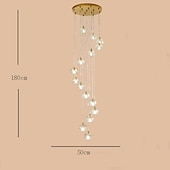 cheap Chandeliers-Chandelier LED Crystal 15-Light 50 cm Flush Mount Lights Spiral Staircase Long Chandelier Villa Stair Light Duplex Chandelier 10-120V / 220-240V /G9