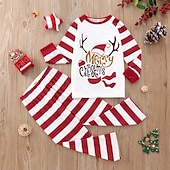 voordelige Pyjama&#039;s-Familie-look Kerst Familie Pyjama Pyjama  Gestreept Brief Huis Wit Lange mouw Mama En Ik Outfits Dagelijks Bijpassende outfits