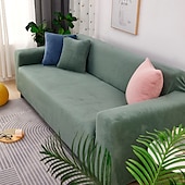 baratos Cobertura de Sofa-capa de sofá elástica espessa de pelúcia elástica sofá secional poltrona loveseat 4 ou 3 lugares em forma de l cinza macio durável lavável