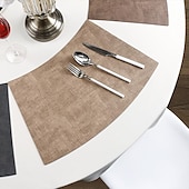 abordables Plaidemats &amp; Coasters &amp; Trivets-Manteles individuales de piel sintética para mesa redonda, 1 unidad, manteles individuales con forma de cuña, manteles redondos resistentes al calor para mesa de comedor, manteles impermeables de PU