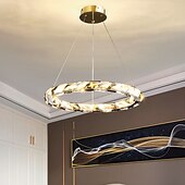 economico Luci a sospensione-lampadario a sospensione a led lampadario a 1 anello regolabile finitura in acciaio inossidabile lussuoso stile moderno sala da pranzo lampade a sospensione camera da letto 110-240v