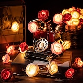 abordables Guirlandes lumineuses à piles-Guirlande lumineuse élégante de roses pour réception de mariage, guirlande lumineuse à piles 40/20/10 LED 6 m/3 m/2 m pour Noël&amp;amp;décorations de fête, décorations de mariage et de Saint-Valentin