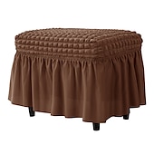 economico Fodera per poggiapiedi-fodera per pouf in spandex seersucker, fodera per poggiapiedi rettangolare elasticizzata bordeaux, fodere lavabili e sfoderabili per pouf contenitore, protezione in spandex alta per poggiapiedi