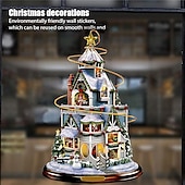 billiga Klistermärke-jul fönster klistermärken träd vinter girlander fönster klistermärken heminredning kristall träd jultomten snögubbe roterande skulptur dekorationer avtagbar pasta