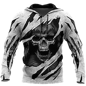 Men's Skull Graphic Prints Hoodie Hoodies Sweatshirt Streetwear Designer Long Sleeve Hooded Daily Sports Gray Print Spring &  Fall Designer4