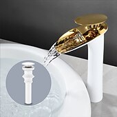 cheap Bathroom Sink Faucets-Waterfall Bathroom Sink Mixer Faucet Tall, Mono Wash Basin Single Handle Taps Deck Mounted, Washroom with Hot and Cold Hose Monobloc Vessel Water Brass Tap
