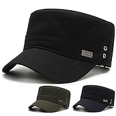 cheap Men&#039;s Hats-Men&#039;s Military Cap Cadet Hat Black Army Green Polyester Pure Color Fashion Classic &amp; Timeless Chic &amp; Modern Outdoor Daily Pure Color Portable Breathable