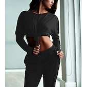 cheap Tracksuits-Women&#039;s Tracksuit Sweatsuit Drawstring Athleisure Long Sleeve Polyester Soft Running Jogging Sportswear Activewear Black Rosy Pink Watermelon / Sweatshirt / Stretchy