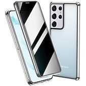 お買い得  サムスン用ケース-電話 ケース 用途 サムスンのギャラクシー S24 S23 S22 S21 S20 Ultra Plus FE Note 20 Ultra 10 Plus A71 A51 S25ウルトラ 磁気吸着ケース 全身保護 アンチピープ 耐衝撃 クリア プライバシー強化ガラス