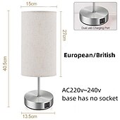 baratos candeeiro de mesa e chão-Lâmpadas de cabeceira com porta de carregamento usb sensor de toque para quarto sala de leitura proteção para os olhos moderno contemporâneo estilo nórdico