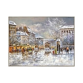 economico Quadri paesaggistici-Pittura A Olio Fatta A Mano Su Tela Decorazione Della Parete Di Arte Decorazione Natalizia Edificio D'epoca Scena Di Strada Per La Decorazione Domestica Pittura Arrotolata Senza Cornice Non Allungata