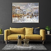economico Quadri paesaggistici-Pittura A Olio Fatta A Mano Su Tela Decorazione Della Parete Di Arte Decorazione Natalizia Edificio D'epoca Scena Di Strada Per La Decorazione Domestica Pittura Arrotolata Senza Cornice Non Allungata
