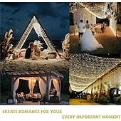 abordables Guirlandes lumineuses à brancher-Guirlande lumineuse à LED pour rideau de fenêtre de réception de fête de mariage élégante 3x3m&amp;amp;Guirlande lumineuse de Noël en forme d&#039;étoile scintillante, 6 x 3 m, 600 LED, pour la maison, le