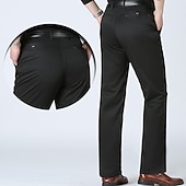 Herre Dressbukser Bukser Lomme Rett ben عادي Komfort Pustende Full lengde Bryllup Avslappet Daglig 100 % bomull Sport Stilfull Militærgrønn Svart Høy Midje Uelastisk billige Slank-Herre Dressbukser Bukser Lomme Rett ben عادي Komfort Pustende Full lengde Bryllup Avslappet Daglig 100 % bomull Sport Stilfull Militærgrønn Svart Høy Midje Uelastisk