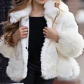 billiga Ytterplagg-Småbarn Flickor Faux Fur Coat Ensfärgat Mode Utomhus Bomull Täcka Ytterkläder 3-7 år Vinter Svart Rodnande Rosa Ljusgrå