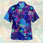 economico Camicie taglie forti da uomo-Per uomo Floreale Ananas Rana Camicia Camicia hawaiana Camicia grafica Camicia Aloha Manica corta Camicia Collo ripiegabile Esterno Strada Stampa 3D Rosso verde Verde oliva Rosa Rosso Blu Bottone giù