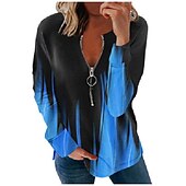 cheap Art&amp;Design Tops-Women&#039;s Hoodie Graphic Color Gradient Printing Streetwear Basic Long Sleeve Round Neck Crewneck Daily Sports Zip Up Gradient - red Gradient - blue Gradient - wine red Gradient - Purple Gradient
