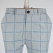 tanie Chinosy-Męskie Spodnie Typu Chino Joggery Spodnie w kratę Kieszeń Oddychający Miękka Codzienny Moda Moda miejska Niebieski Pomarańczowy Średnio elastyczny